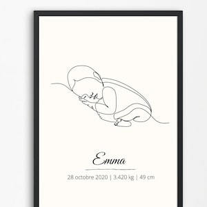 Póster personalizado para habitación de bebé o regalo de nacimiento, minimalista