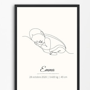 Personalized poster for baby room or birth gift, minimalist