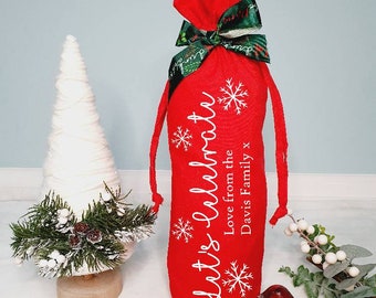 Christmas Wine Bag, Bottle Bag, Gift Bag, Personalised Gift Bag, Personalised Bottle Bag, Christmas Bottle Gift, Christmas Wine