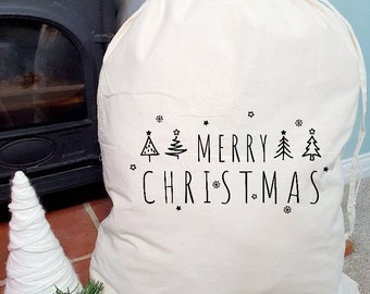 Personalised Santa Sack, Custom Christmas Sack, Name Christmas Gift Bag, Christmas Gift Bag, Child’s Christmas Gift Sack, Santa Toy Bag
