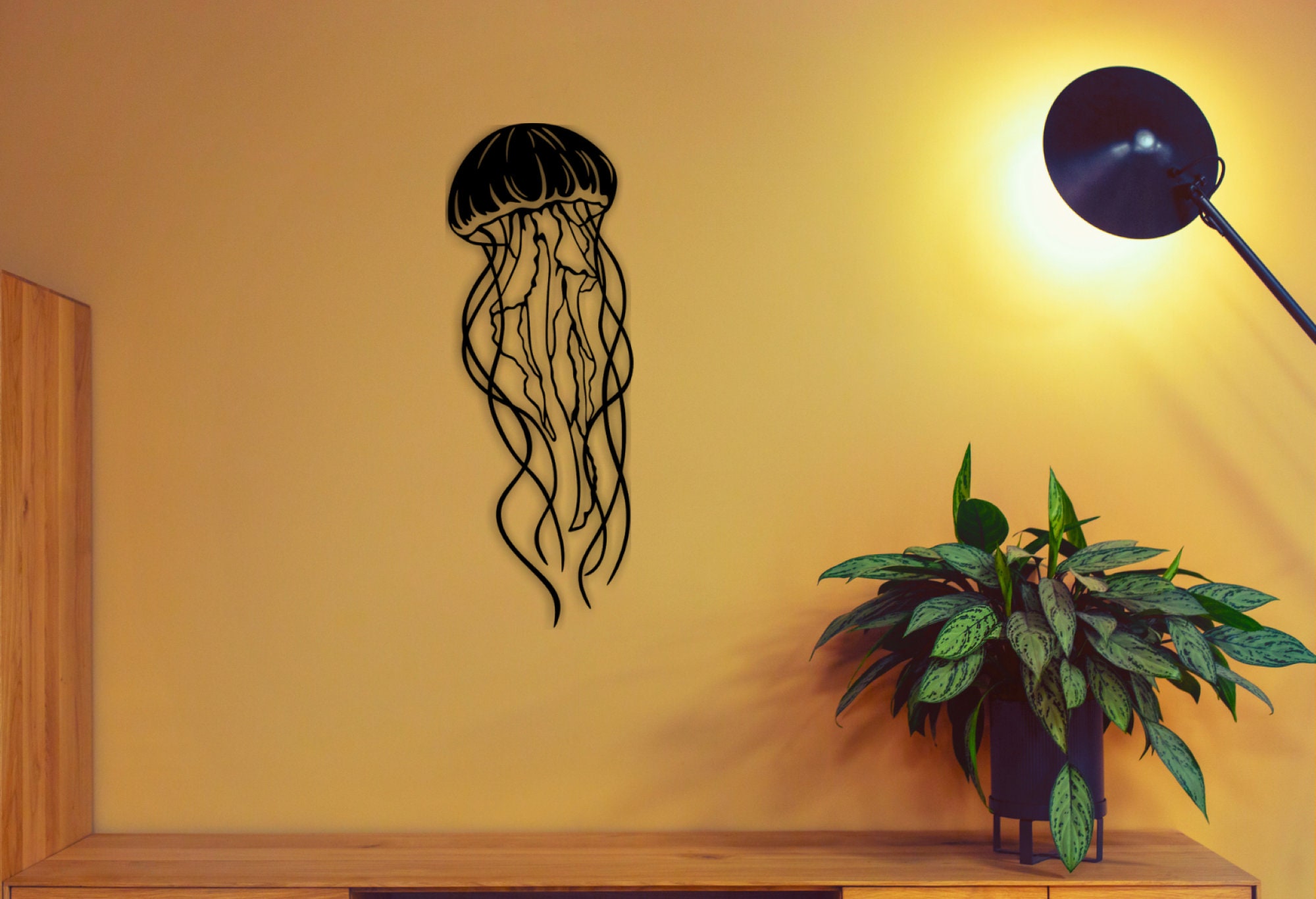 Jellyfish metal wall art Metal Wall Sign Boho Wall Decor | Etsy