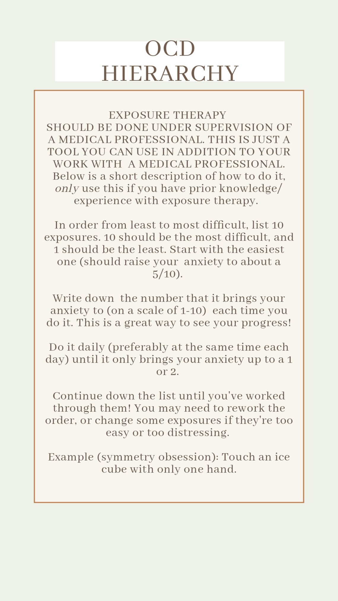OCD Hierarchy Outline Scale Anxiety Scale Printout Etsy