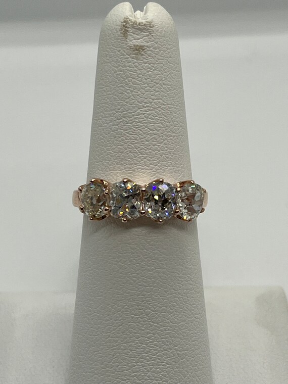 Estate 14K Rose Gold Euro-cut Diamond Ring - size 