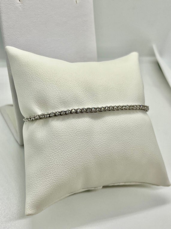 Estate 18K White Gold Diamond Line Bracelet - image 2