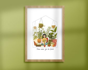 Bloom where you are planted - A4 Illustration Print - Inspirational Quote