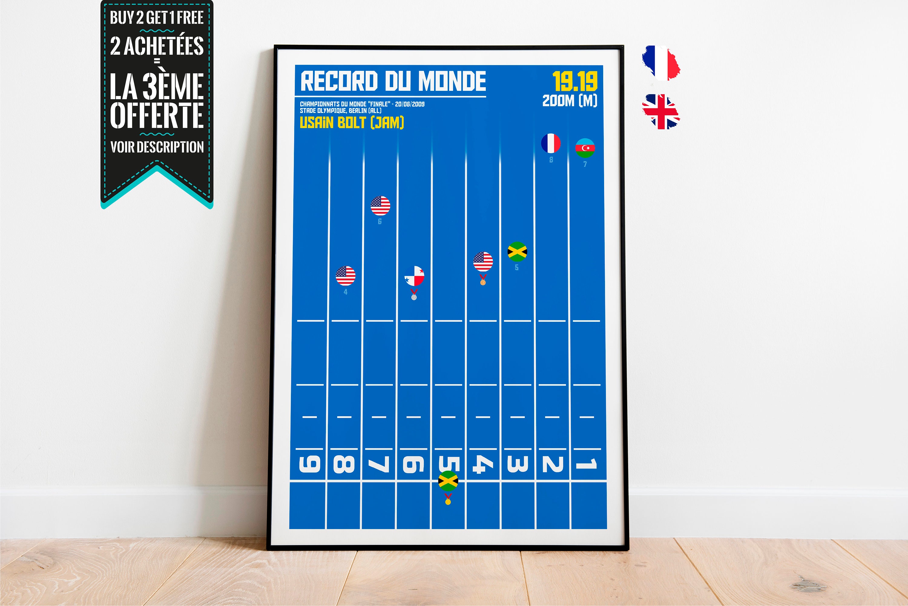 Affiche Décorative - Athletisme 200M Homme Record Du Monde Usain Bolt