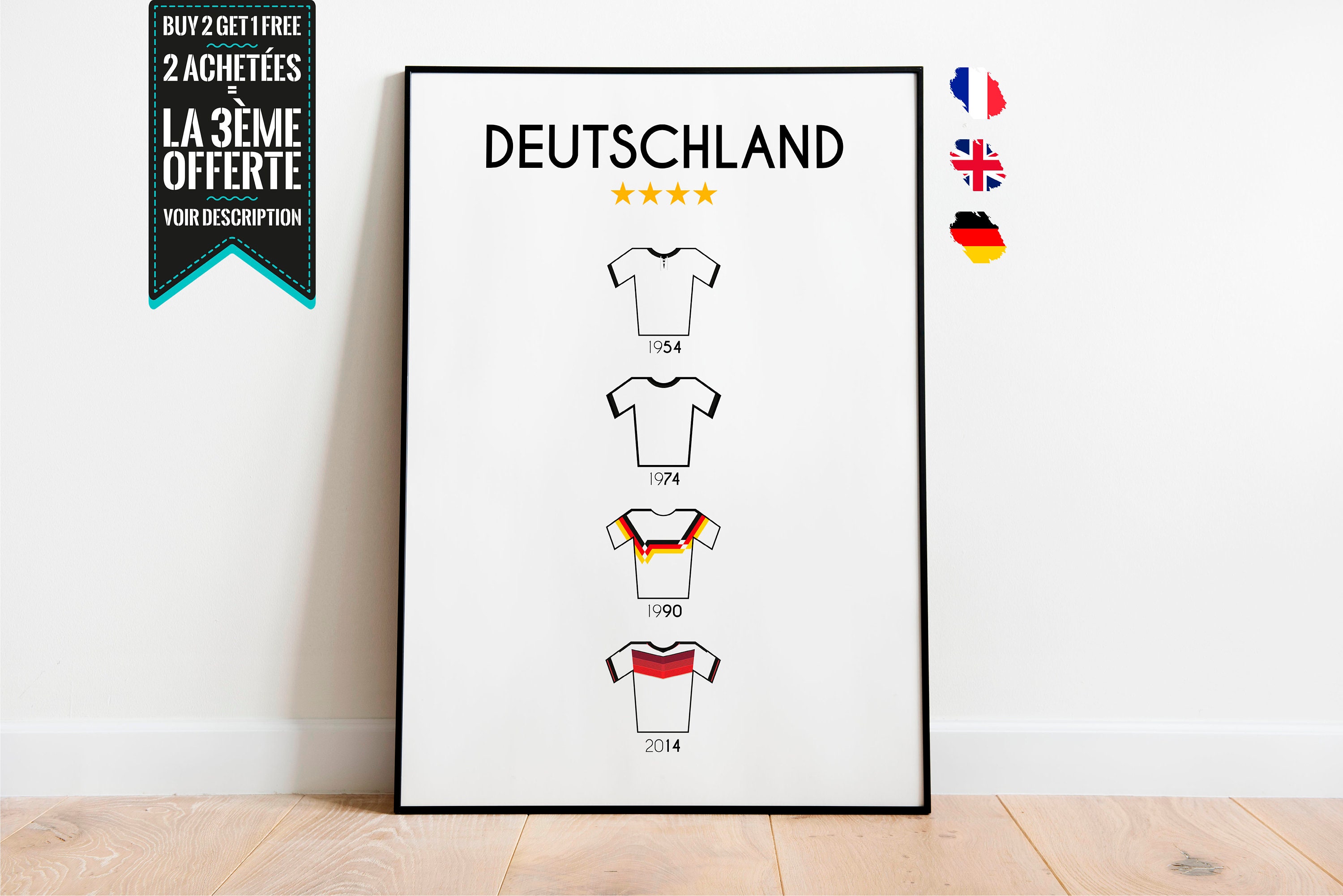 Affiche Décorative - Maillots Des Titres de Champion Du Monde Football L'équipe d'allemagne