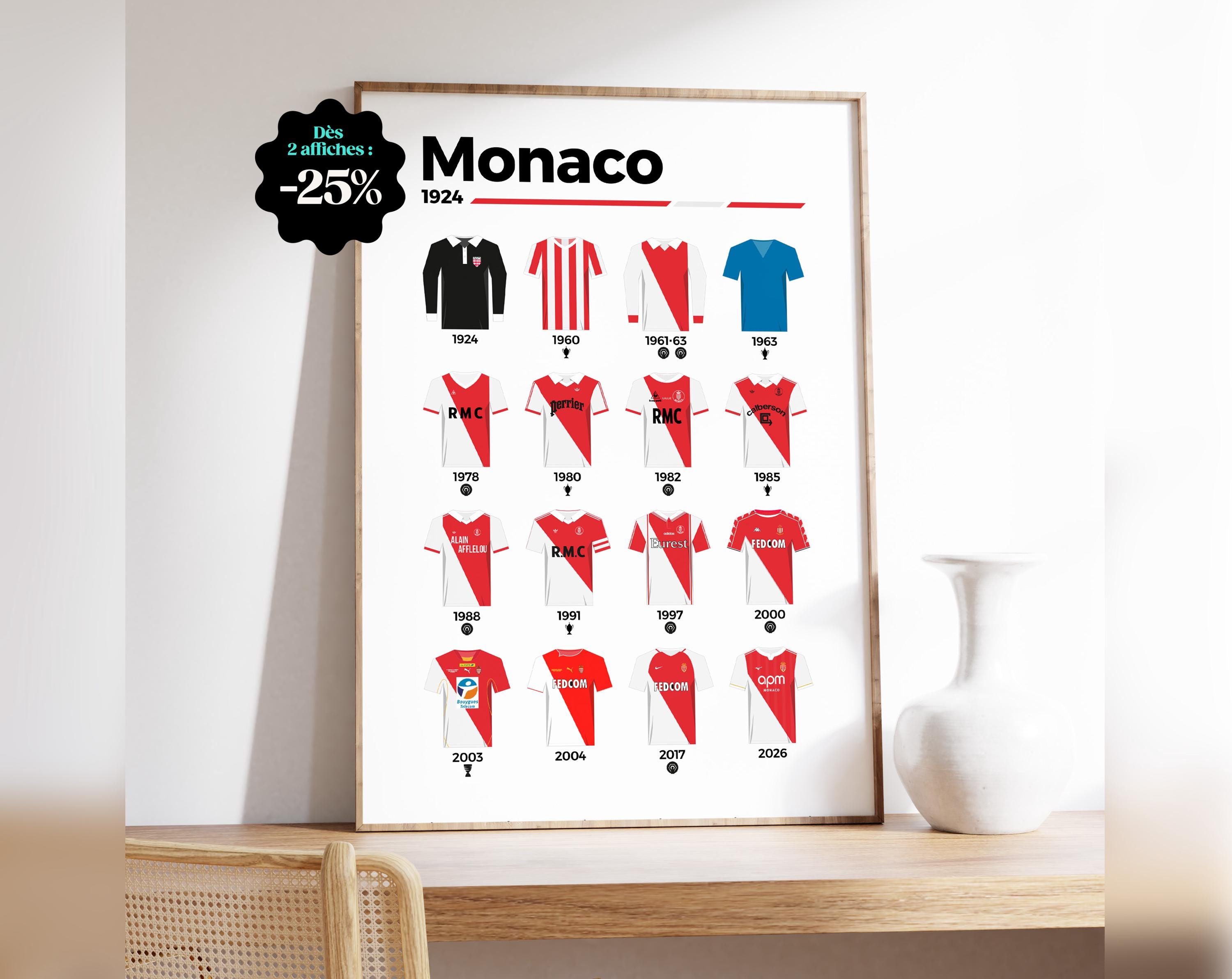 Affiche AS Monaco Vintage - Football, Années 80, Format 40x32 Cm, Très Bon état