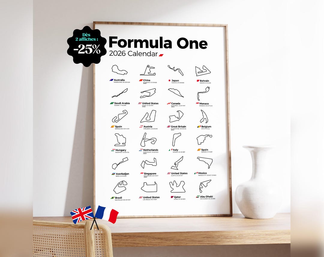 F1 2026 Season Calendar Poster – Full Schedule of Grand Prix, Circuits ...