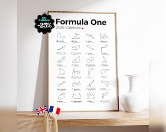 Affiche Calendrier F1 Saison 2026 – Programme complet des Grands Prix, circuits et dates