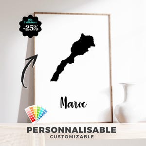 Póster del mapa de Marruecos: ilustración minimalista para una elegante decoración de pared.