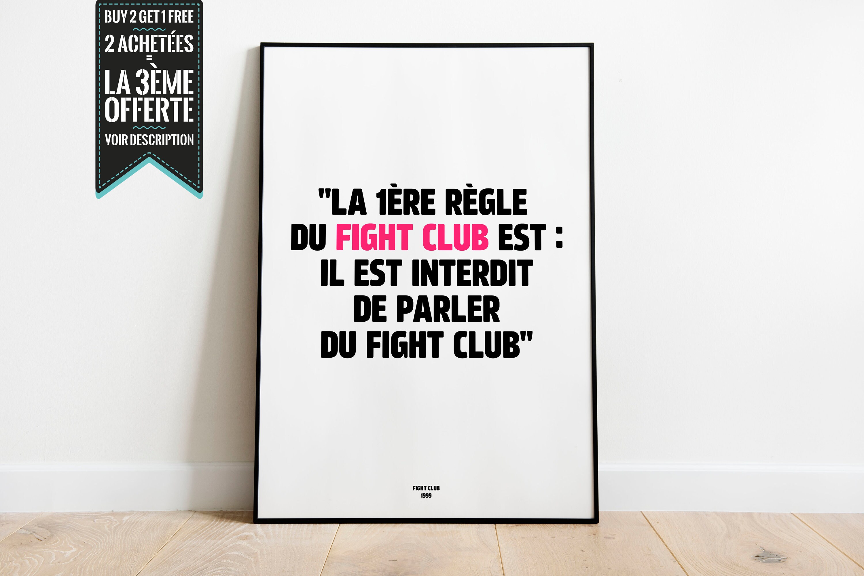 Affiche Décorative - Fight Club 1Ère Règle Réplique de Film