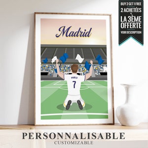 Poster TO PERSONALIZE: Football MADRID with first name and number of your choice