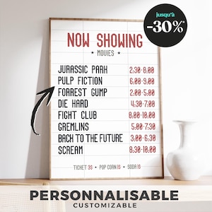 Customizable Now Showing Poster - Retro Cinema, Old American Cinema Style - Customizable Movies Like a Real Cinema Poster