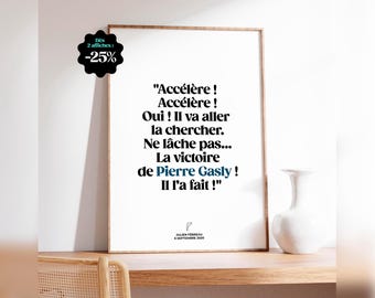 Affiche F1 Pierre Gasly - Commentaire culte Julien Fébreau, victoire à Monza 2020 avec AlphaTauri