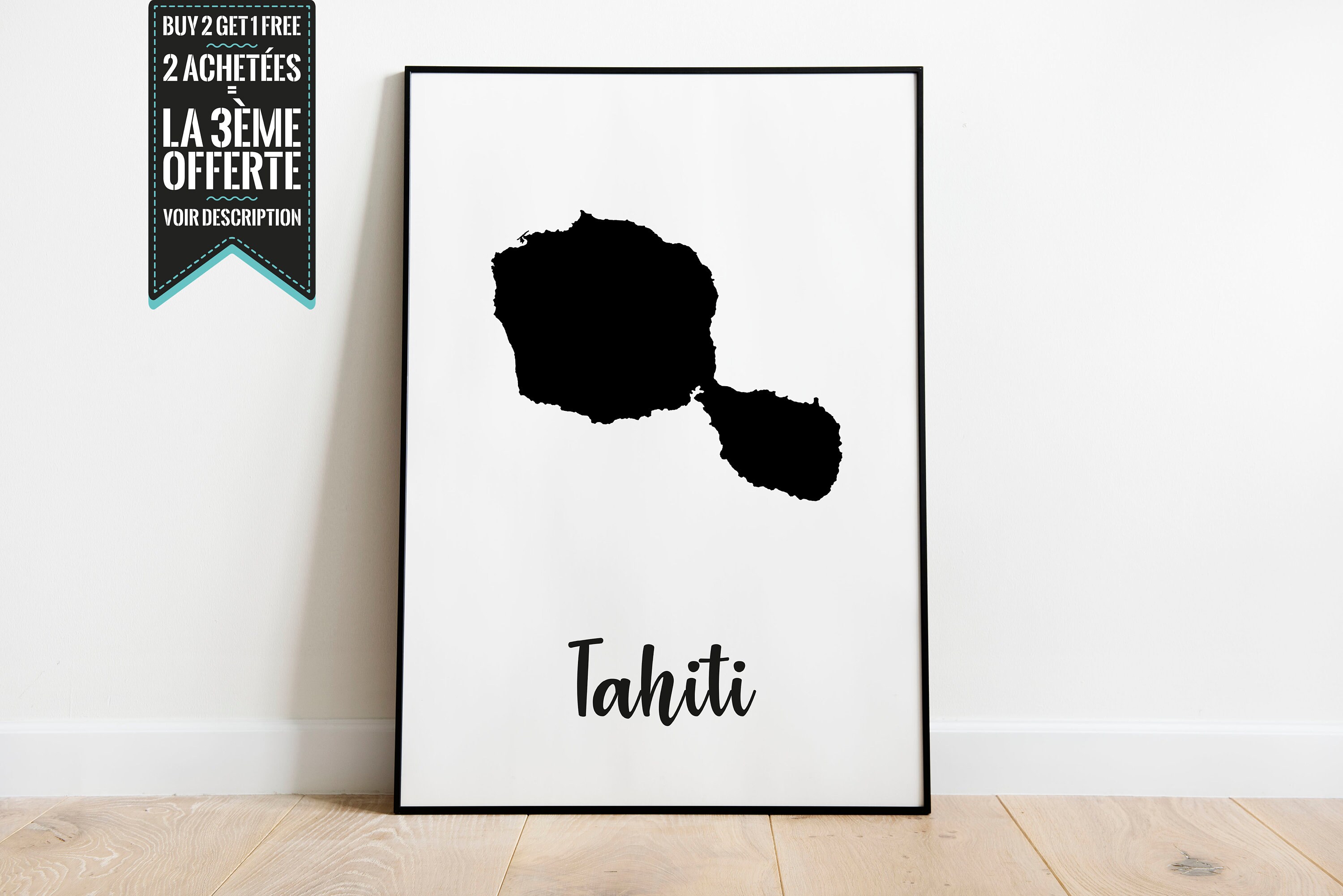 Affiche Décorative - Carte de Tahiti Polynésie