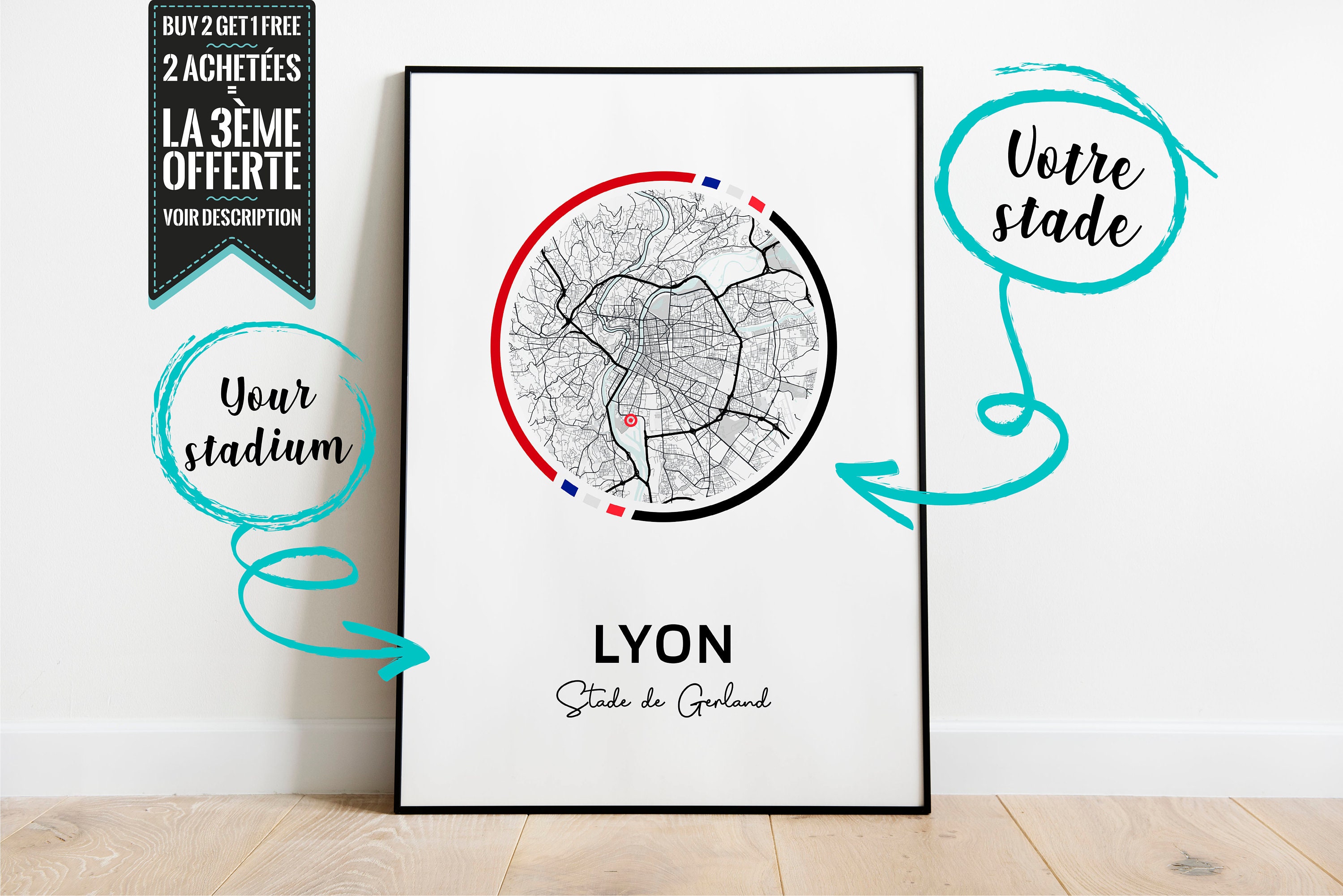 Affiche Décorative - Plan de Stade Gerland Lyon