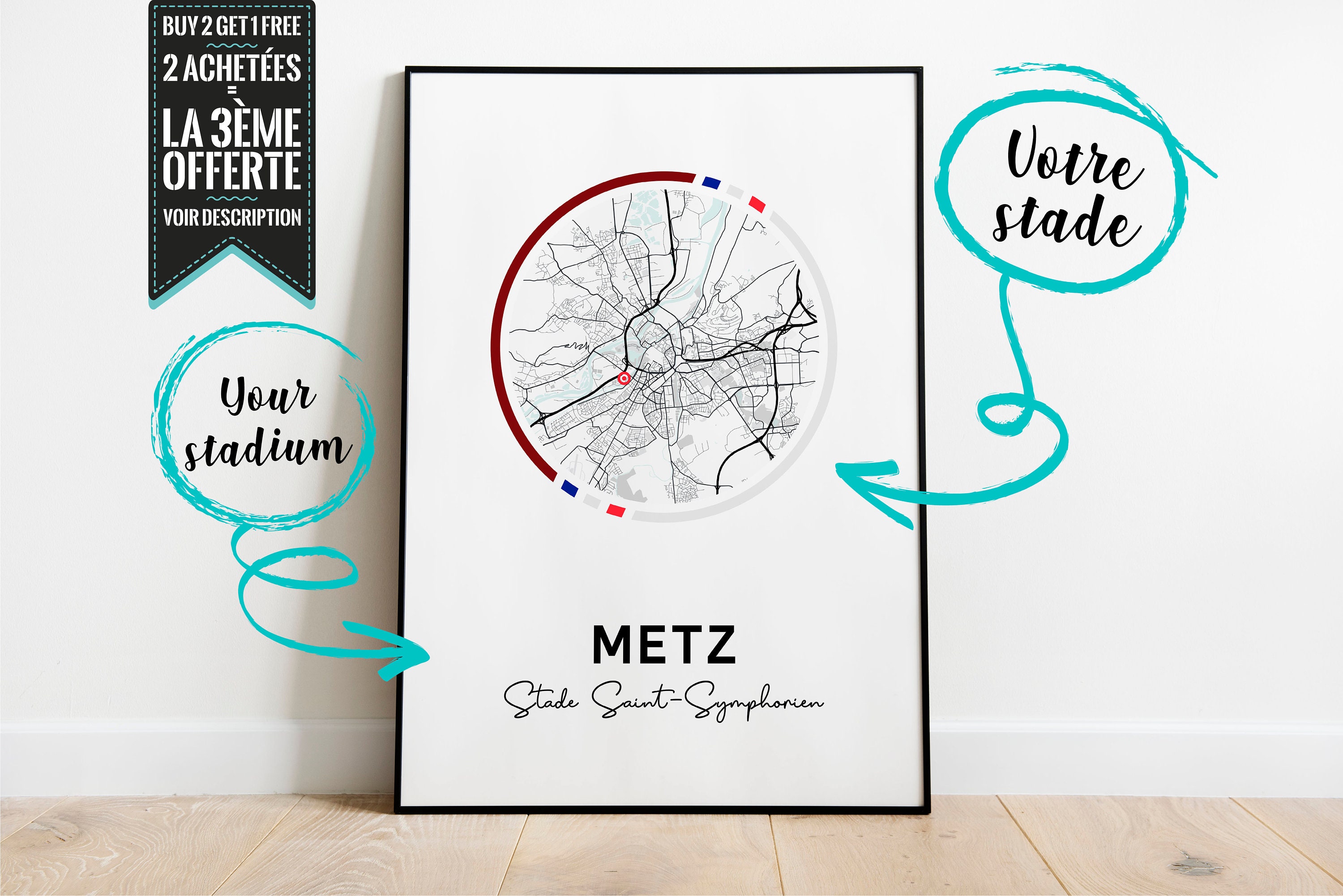 Affiche Décorative - Plan de Stade Saint-Symphorien Metz