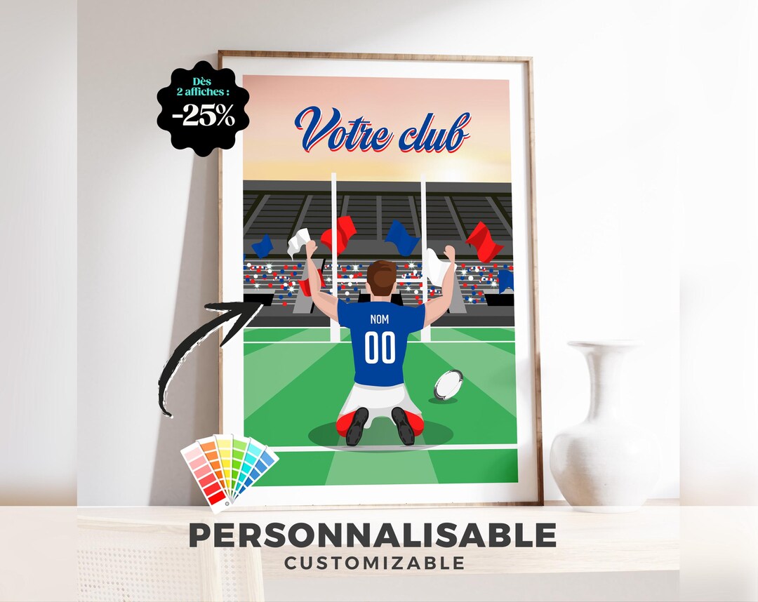 Customizable Rugby Poster With Your Choice of Club, Name, and Number ...
