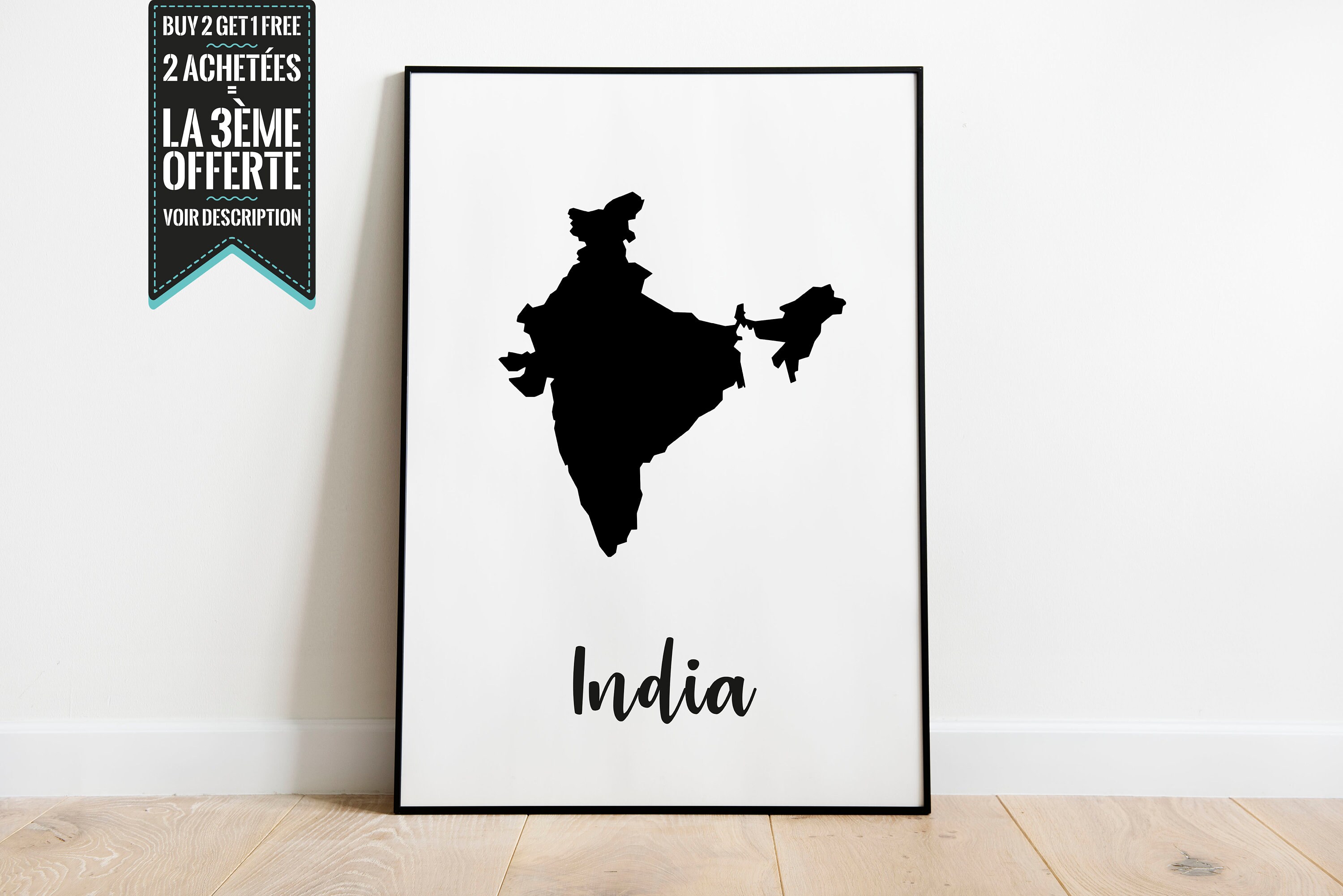 Affiche Décorative - Carte de L'inde