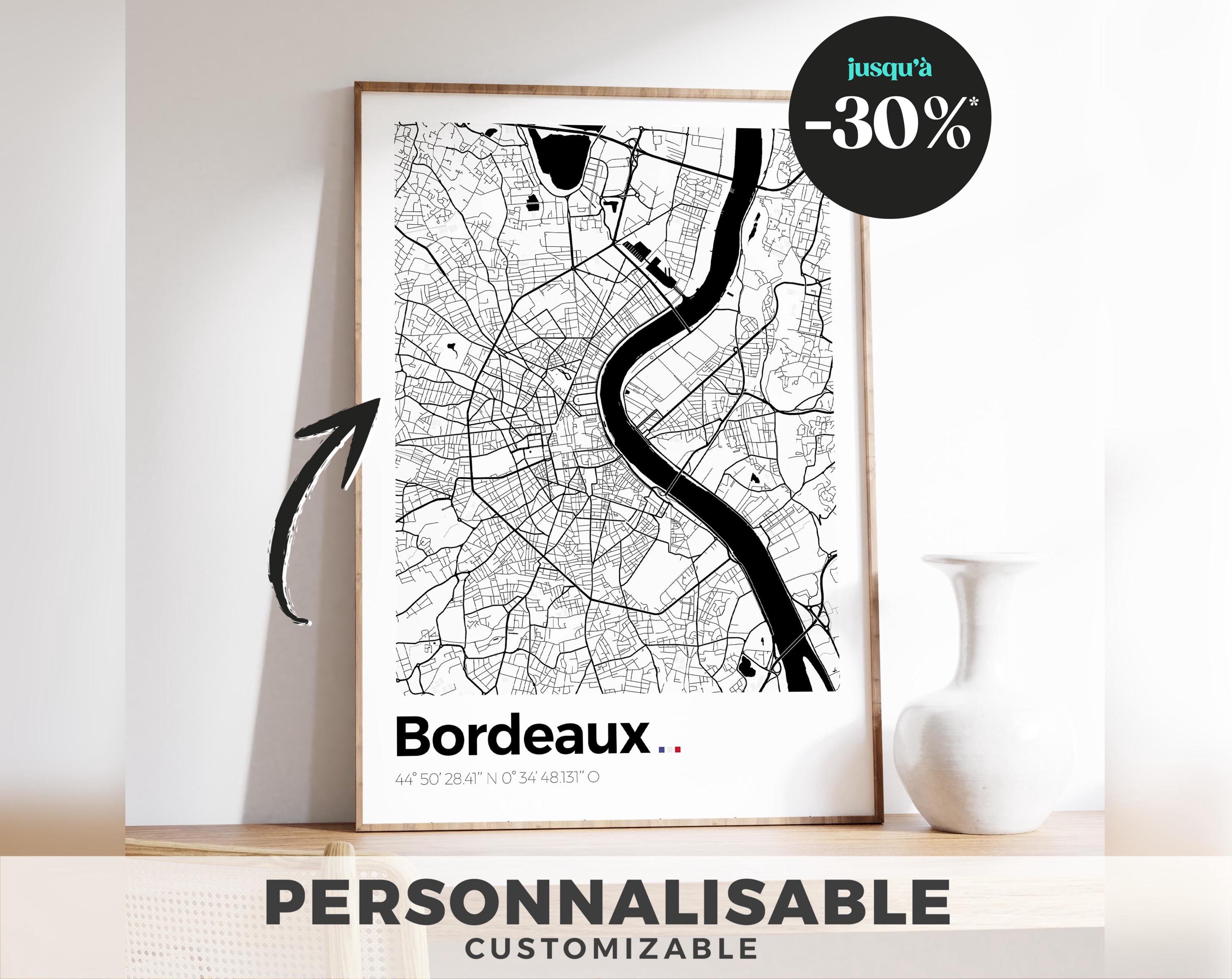 Bordeaux Map Poster – Detailed Illustration of Iconic Streets and Neighborhoods – Elegant Wall Decor for Bordeaux Lovers