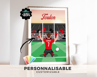 Personalisierbares Toulon-Poster: Rugby mit Name und Nummer Ihrer Wahl