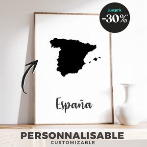 Affiche Carte de l'Espagne - Illustration détaillée et moderne, décoration unique pour passionnés de voyage et d'Espagne