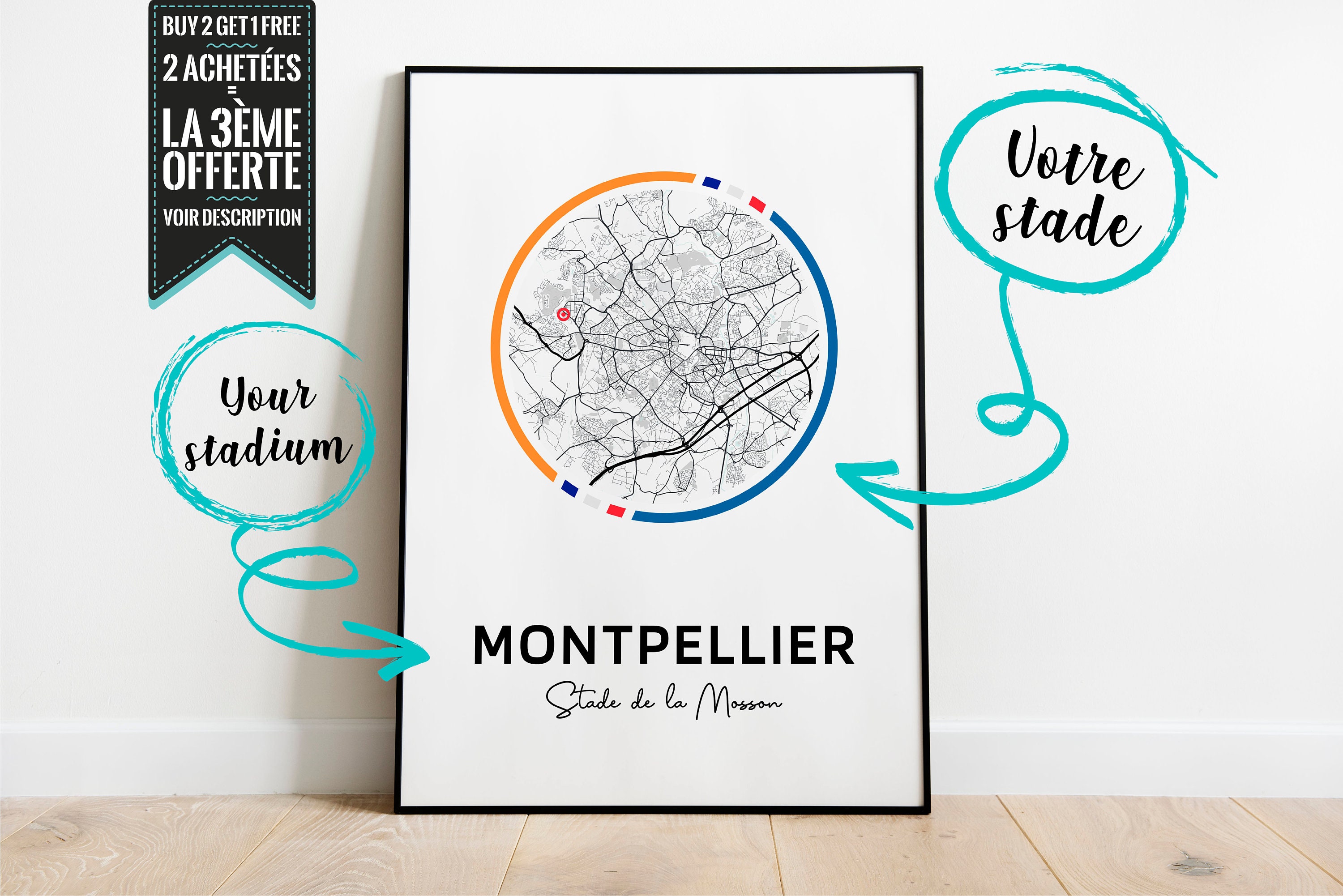 Affiche Décorative - Plan de Stade La Mosson Montpellier