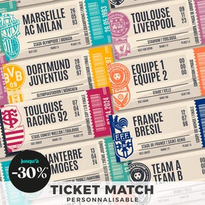 Ticket de Match à Personnaliser - Souvenir d’Événement Sportif ou Cadeau Original, Design Rétro pour Remplacer les Tickets Électroniques