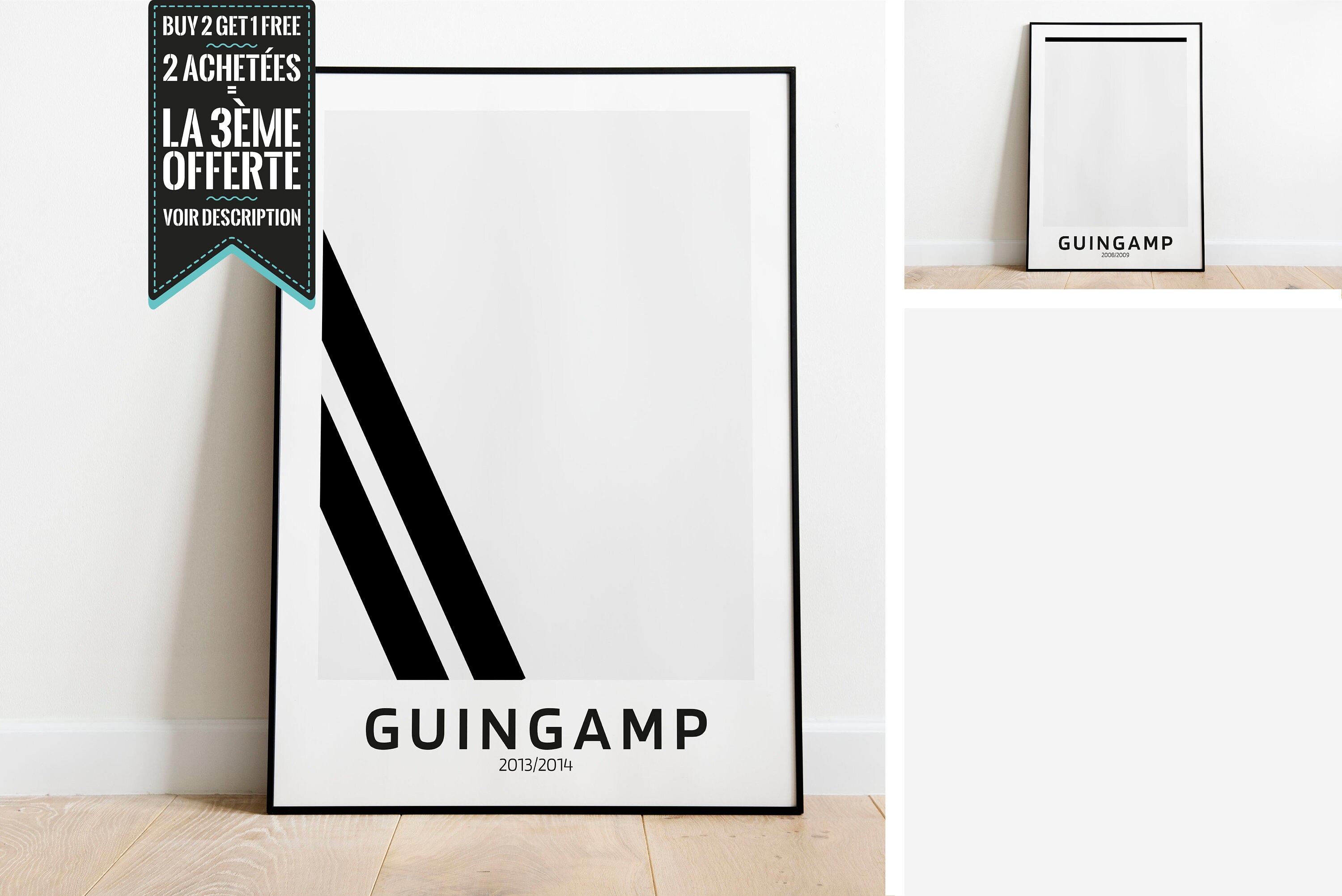Affiche Décorative - Maillots Minimalistes Football en Avant Guingamp Vainqueurs Coupe de France