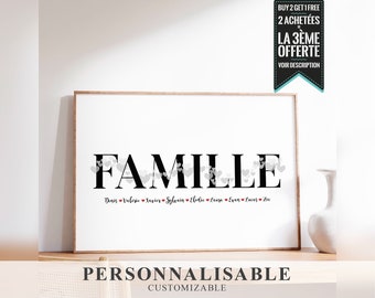 Poster ZUM PERSONALISIEREN - FAMILIE mit den Vornamen Ihrer Wahl