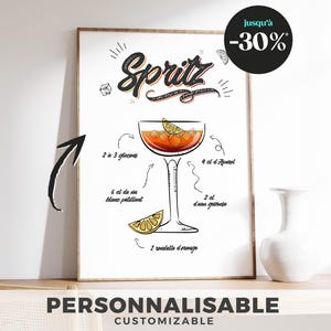 Spritz Cocktail Poster, Rezept Illustration, Küchendekoration, Cocktail Poster, Originelles Geschenk, Spritz Poster
