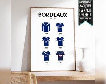 Affiche - Maillots représentants les titres de champions de France de football de Bordeaux