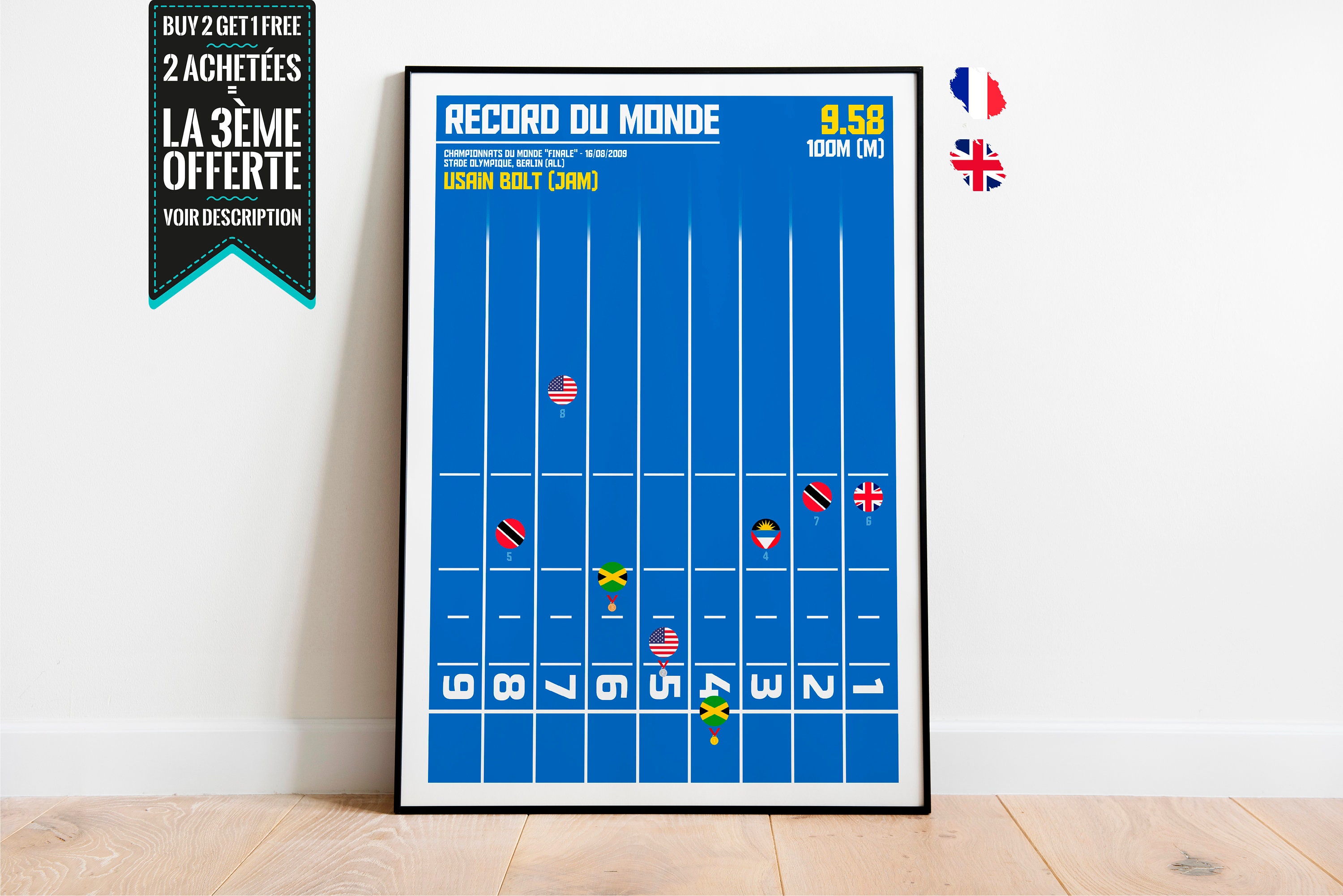 Affiche Décorative - Athletisme 100M Homme Record Du Monde Usain Bolt