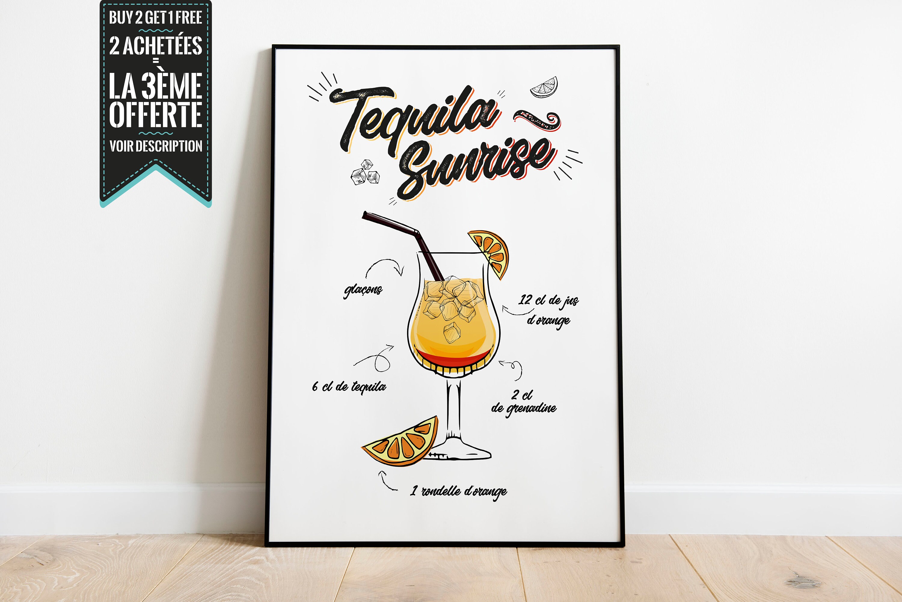 Affiche Décorative - Cocktail Tequila Sunrise