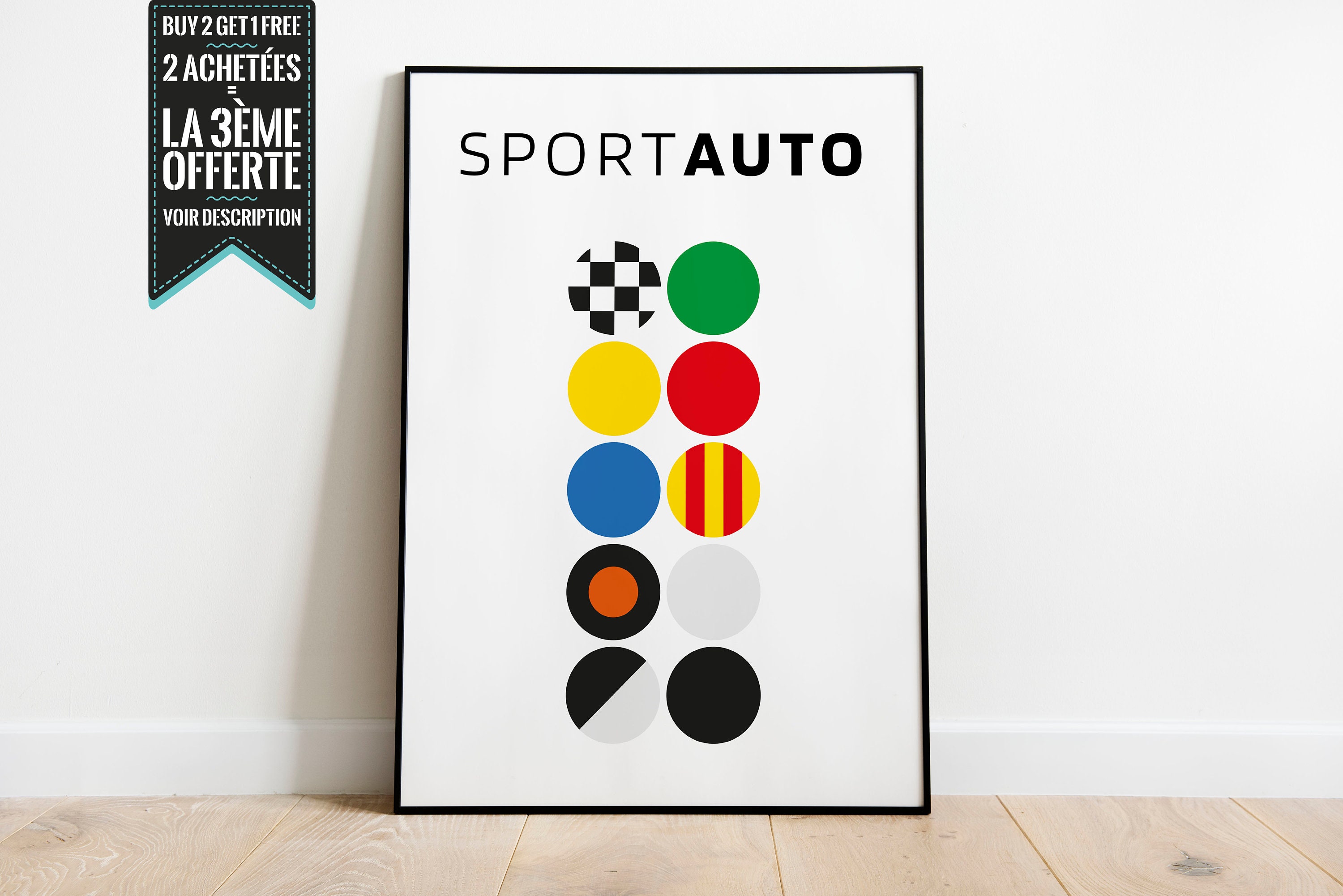 Affiche Décorative - Minimaliste Drapeaux Du Sport Automobile