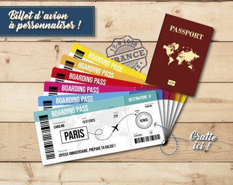 Scratch boarding card / Boarding Pass / Customizable plane ticket