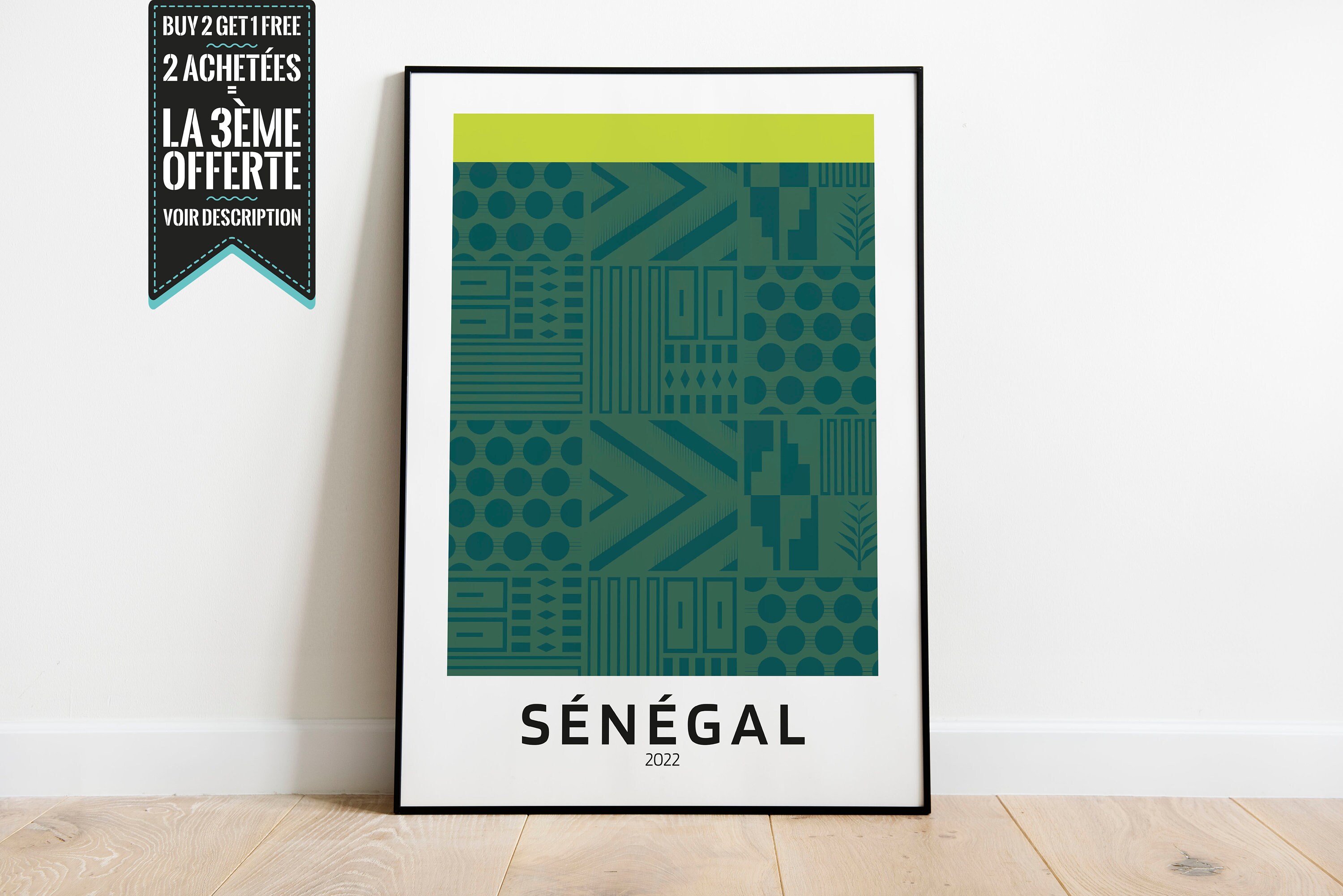 Affiche Décorative - Maillot Minimaliste Football Senegal Vainqueur Can 2022