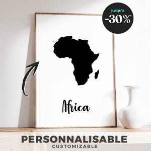 Affiche carte de l'Afrique – Illustration minimaliste, déco murale moderne, cadeau pour voyageurs et amoureux du continent africain