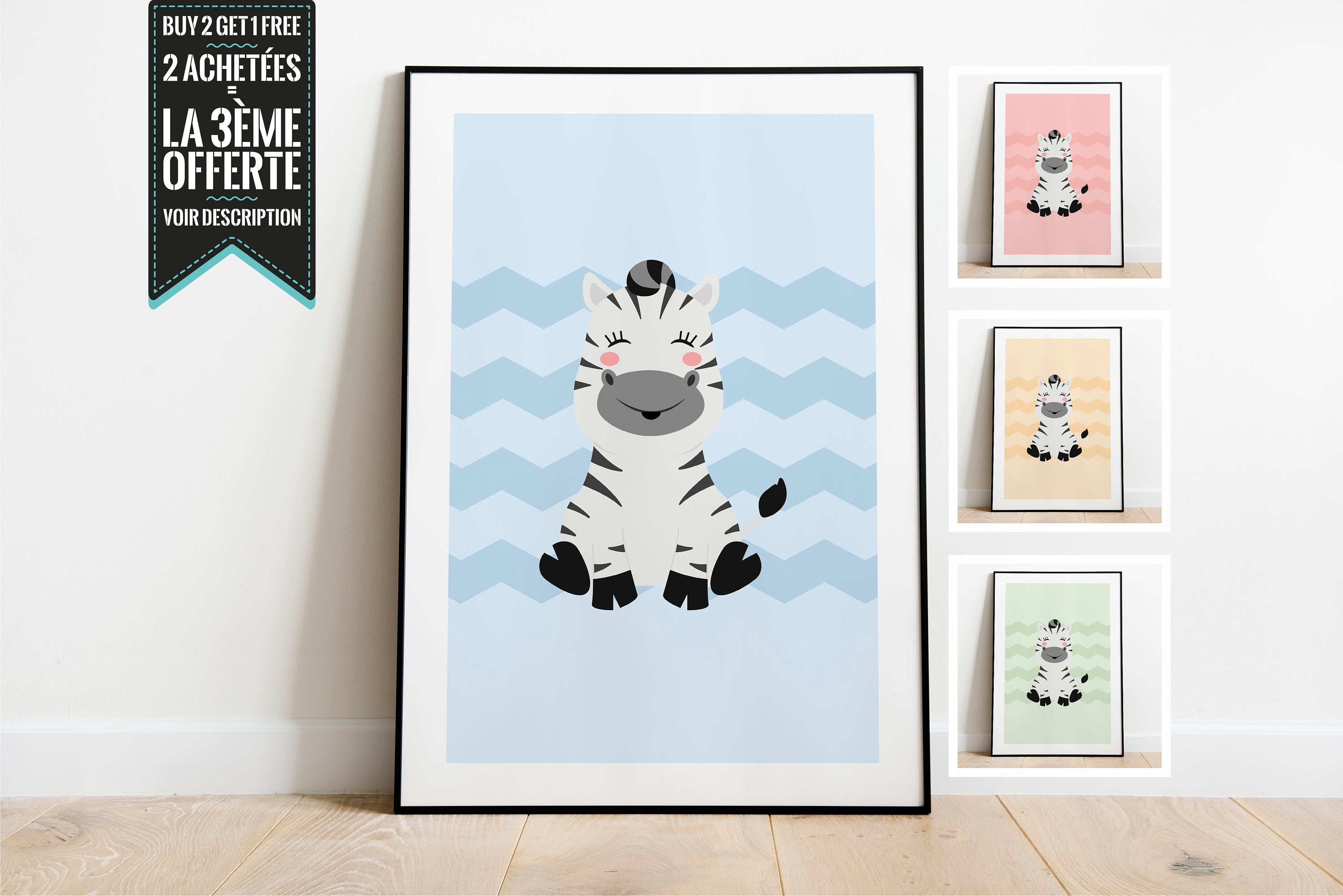 Affiche Décorative - Zèbre Pour Chambre Enfant