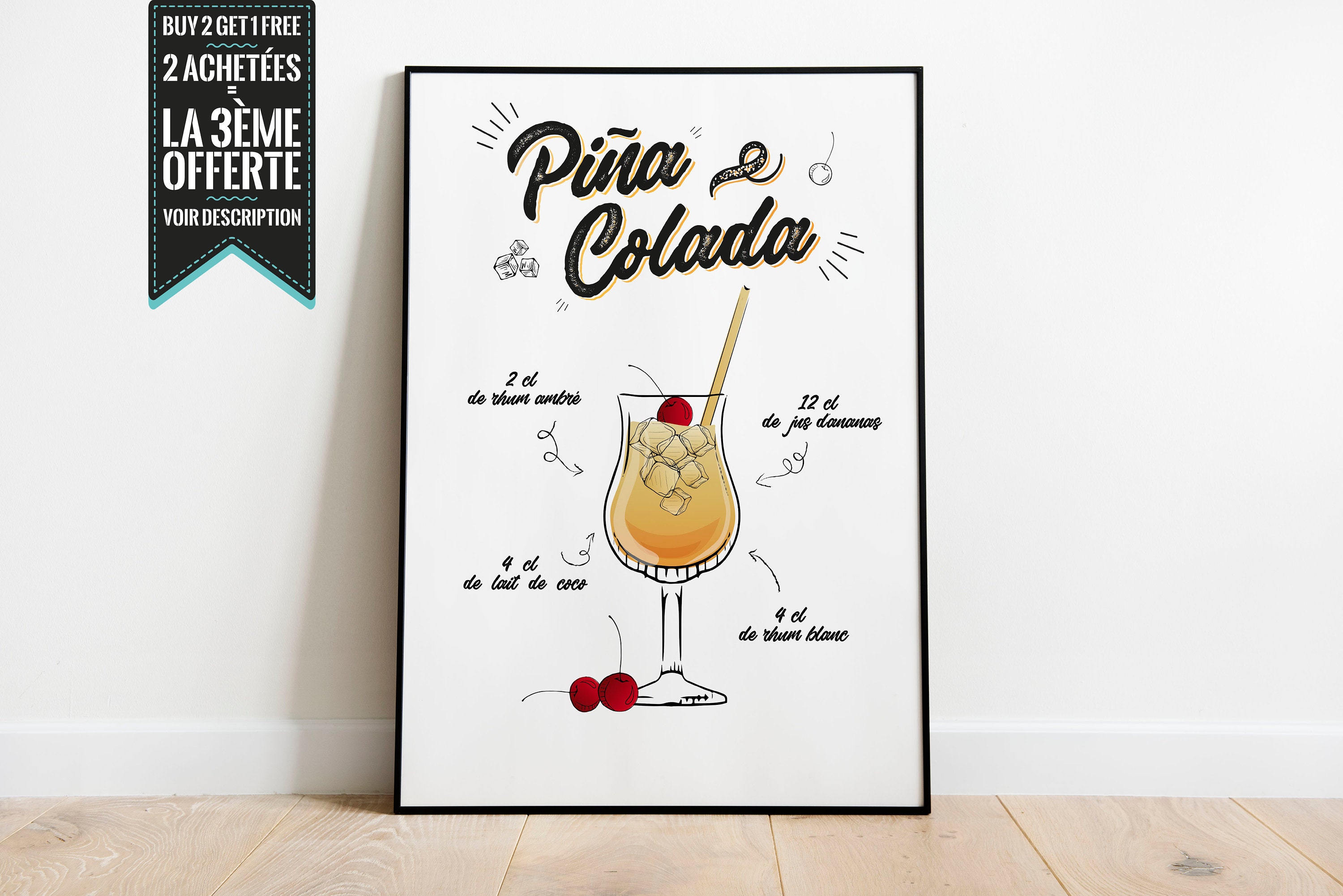 Affiche Décorative - Cocktail Pina Colada