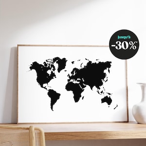 Poster con mappa del mondo, illustrazione della mappa del mondo, decorazione murale della mappa del mondo, arte geografica, poster minimalista del mondo