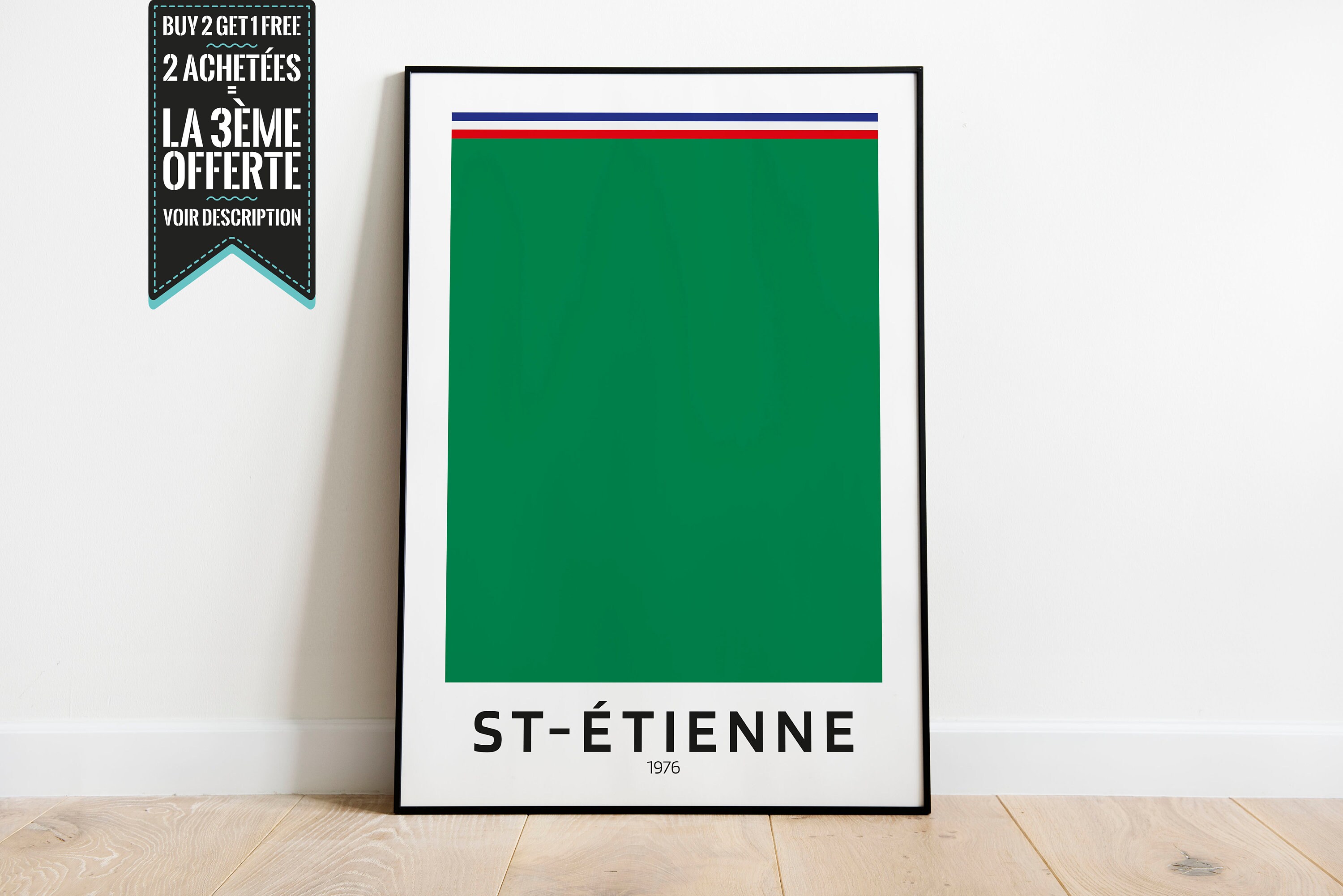 Affiche Décorative - Maillot Minimaliste Asse St-Etienne Finale 1976