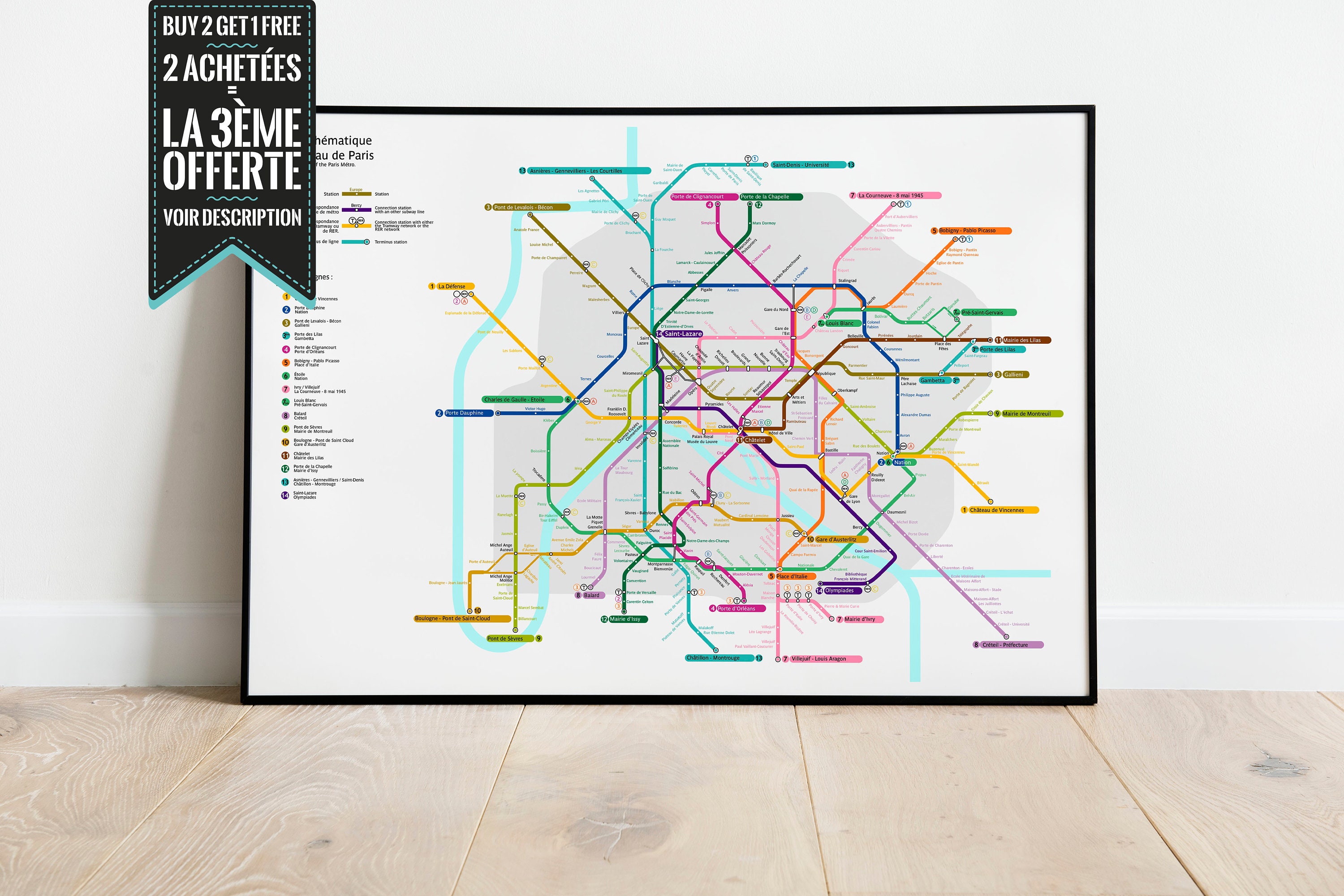 Affiche Décorative - Plan de Metro Paris