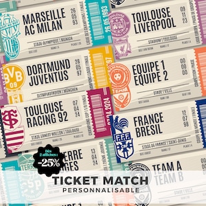 Biglietto partita personalizzabile - Biglietto ricordo dell'evento sportivo o regalo originale