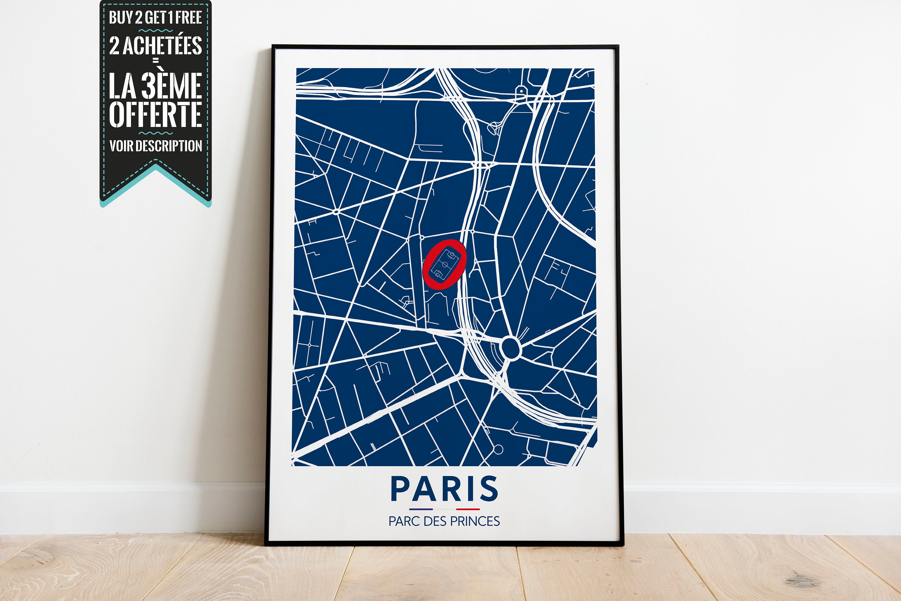 Affiche Décorative - Plan de Ville Paris Parc Des Princes