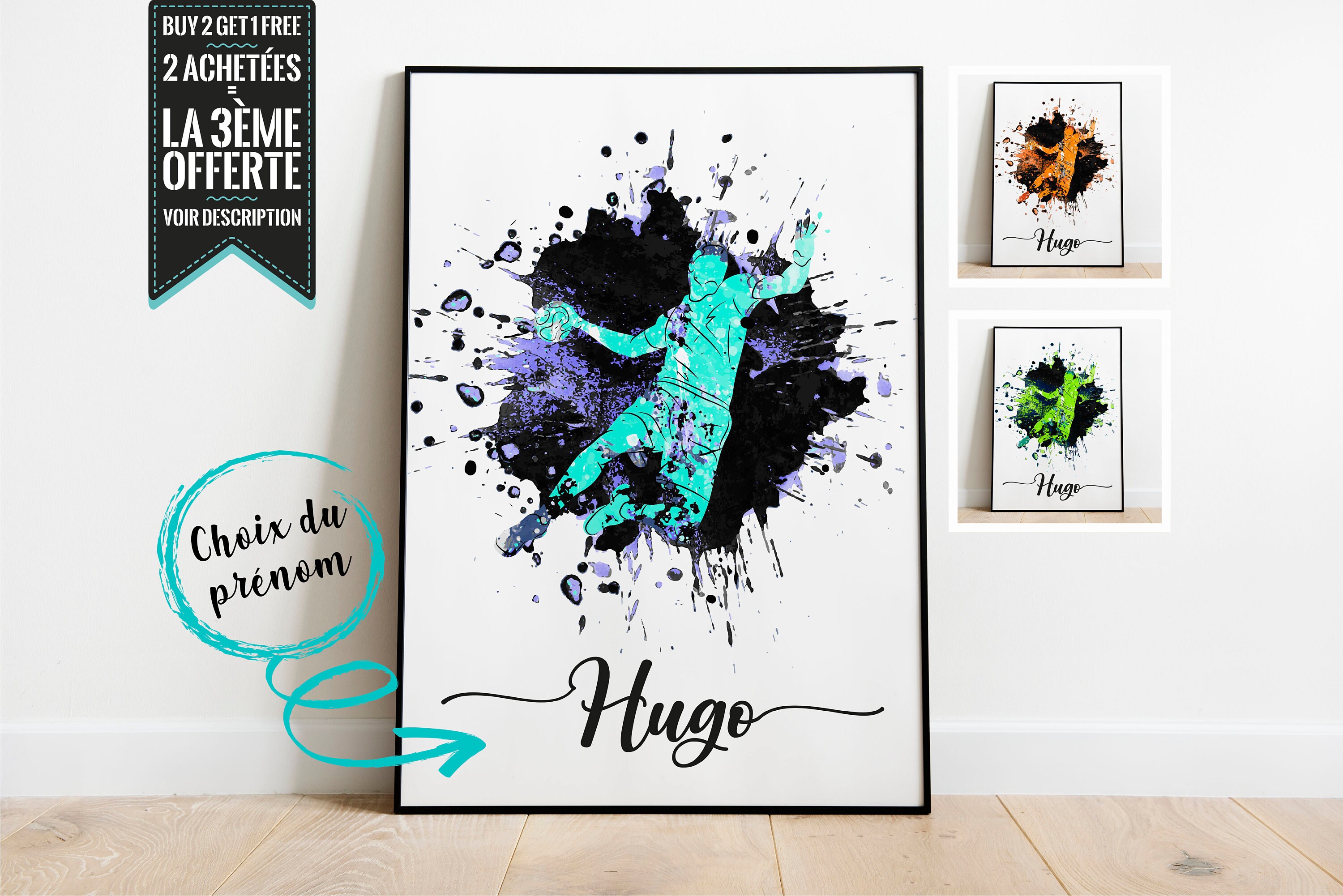 Affiche Décorative à Personnaliser - Handball avec Prénom