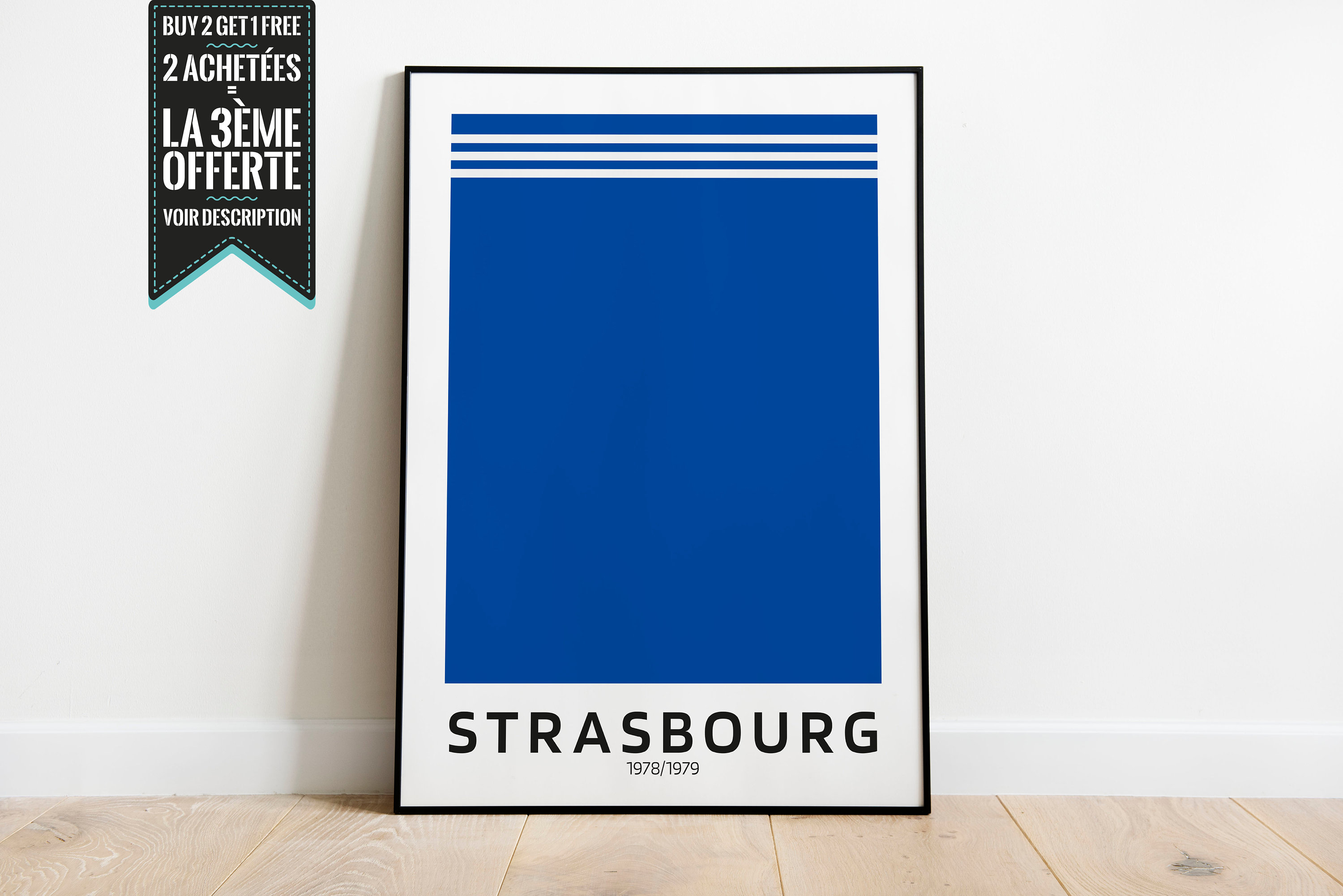 Affiche Décorative - Maillot Minimaliste Rc Strasbourg Champions de France 1978/1979