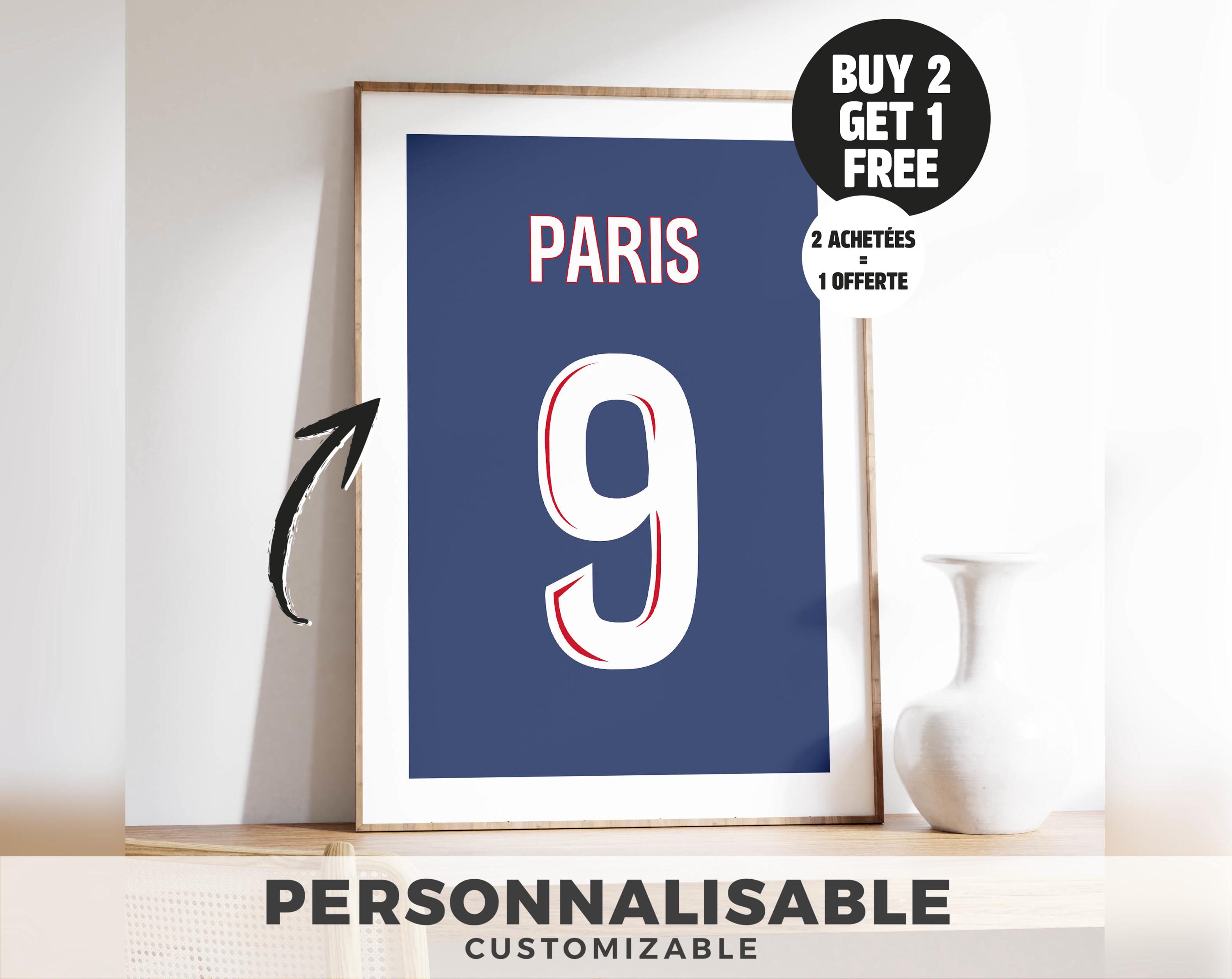 Affiche PARIS a PERSONNALISER Flocage maillot football avec prenom et numero au choix Etsy France