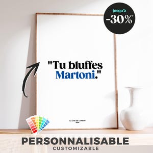 City of Fear Poster - Cult Quote &quot;You&#39;re Bluffing Martoni&quot; - Humorous Illustration of the French Comedy Film, Gift for Fans
